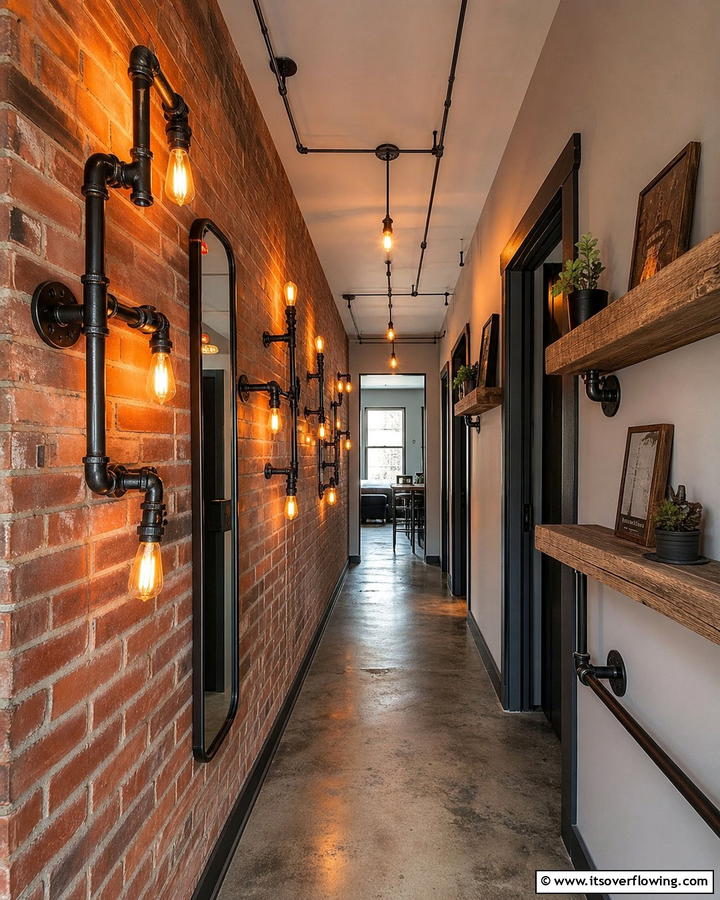 Industrial Pipe Lighting for an Edgy Look - 20 Narrow Hallway Lighting Ideas to Brighten Your Space