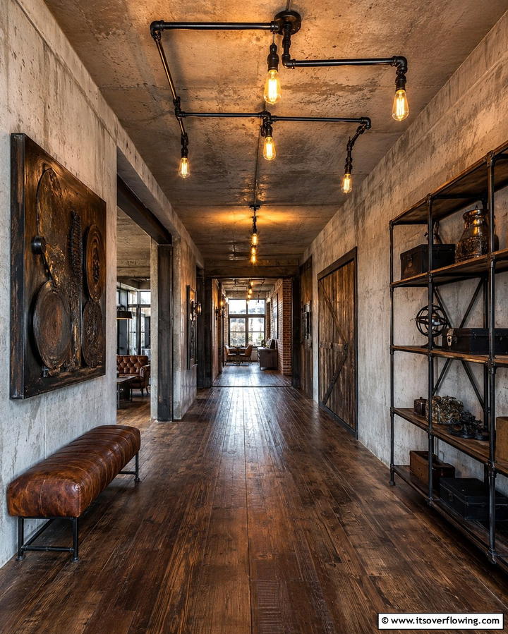 Industrial Pipe Lights for Edgy Style - 25 Hallway Lighting Ideas to Brighten Your Space