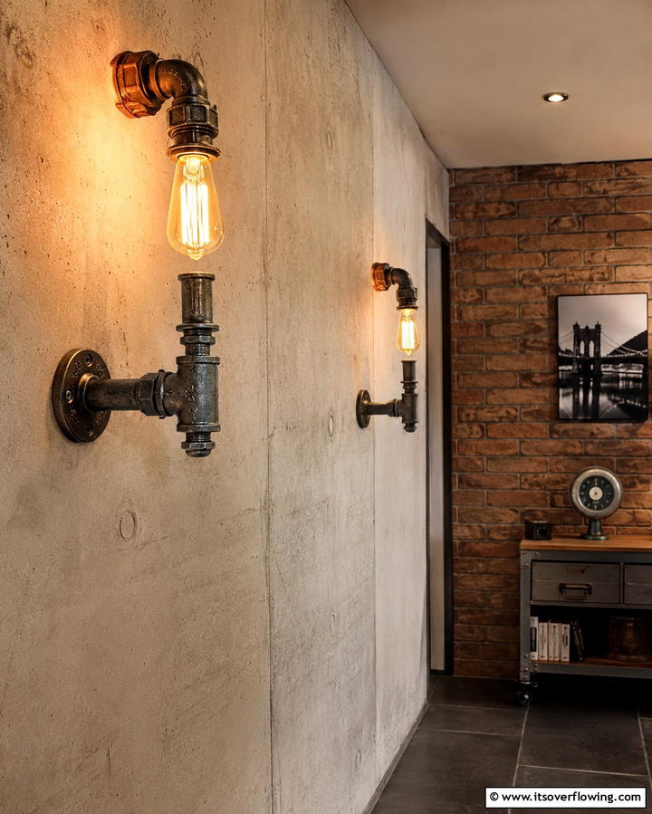 Industrial Pipe Sconces - 30 Bedroom Wall Sconce Ideas for Ambiance & Space-Saving