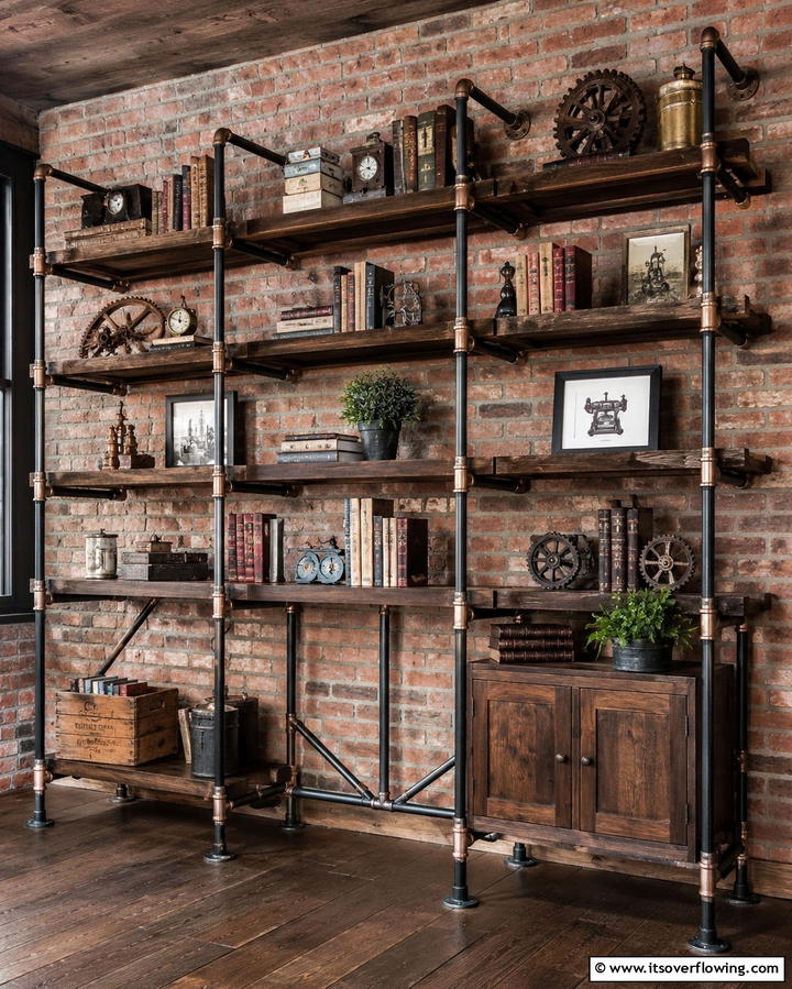 Industrial Pipe Shelving - 30 Living Room Shelf Ideas for Stylish Storage Solutions