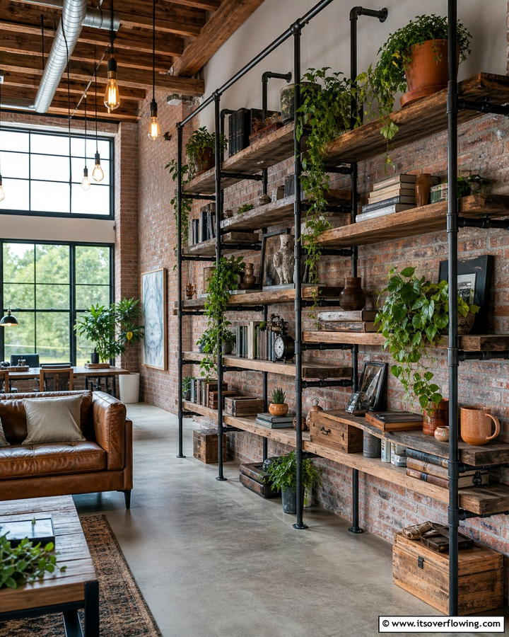 Industrial Pipe Shelving Style - 21 Rustic Decor Ideas for Cozy Farmhouse-Chic Interior Accents
