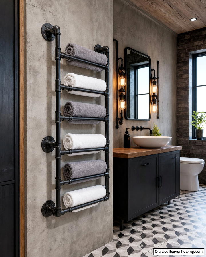 Industrial Pipe Towel RackExact - 25 Creative Bathroom Towel Rack Ideas for Your Space