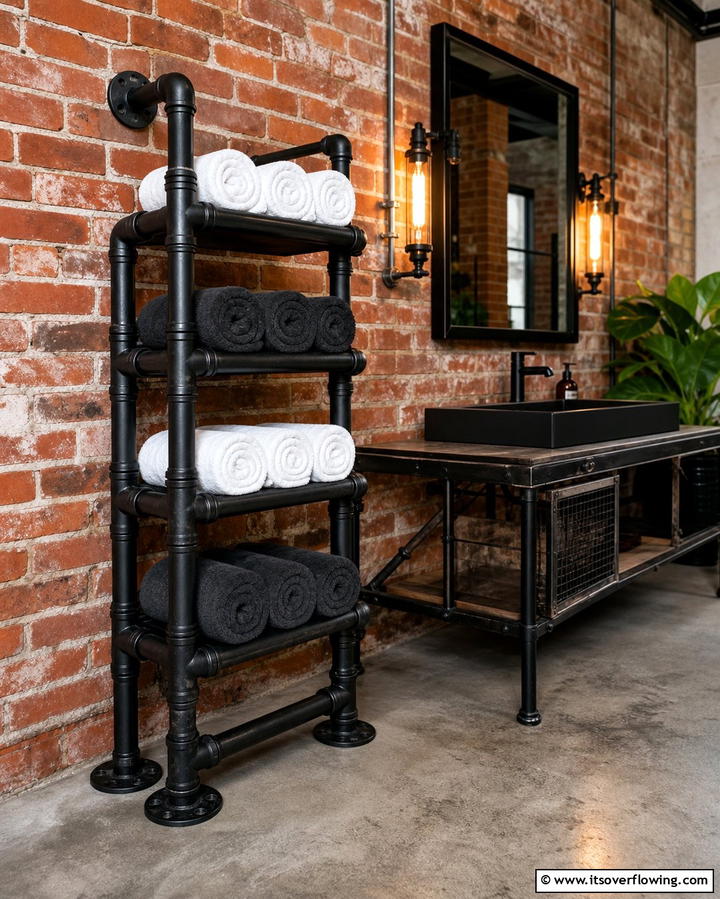 Industrial Pipe Towel RackOne - 25 Creative Bathroom Towel Rack Ideas for Your Space