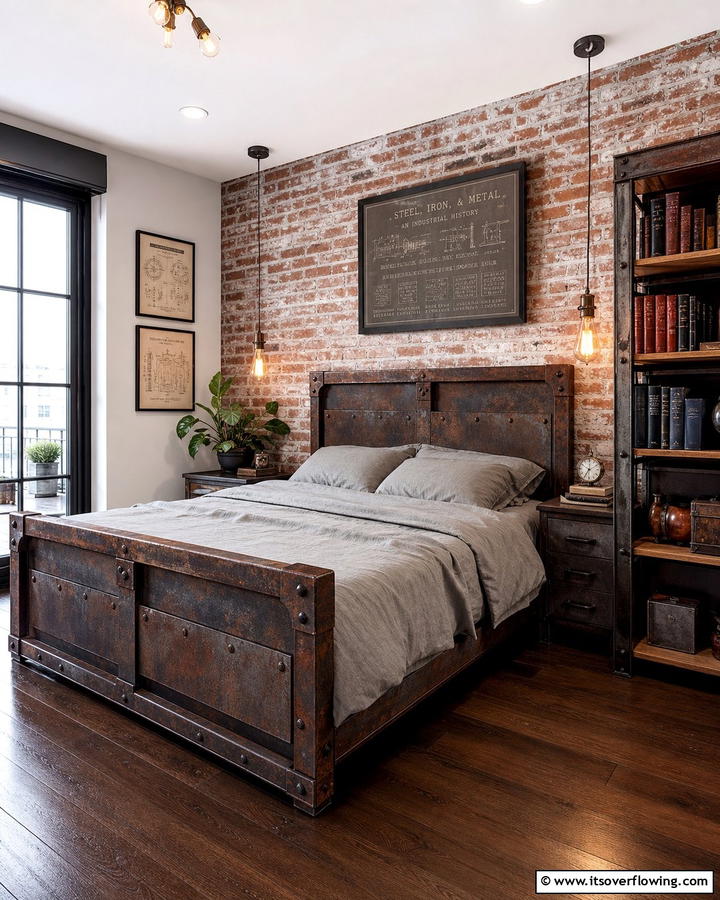 Industrial Rust Metal Elements - 20 Rust Bedroom Ideas for a Cozy and Inviting Space
