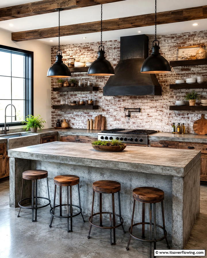 Industrial Rustic Charm - 25 Concrete Countertop Ideas for a Durable and Stylish Kitchen