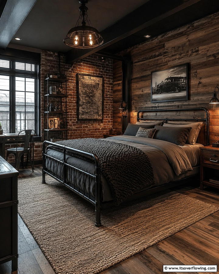 Industrial Rustic Fusion - 25 Man Cave Bedroom Ideas for the Ultimate Retreat