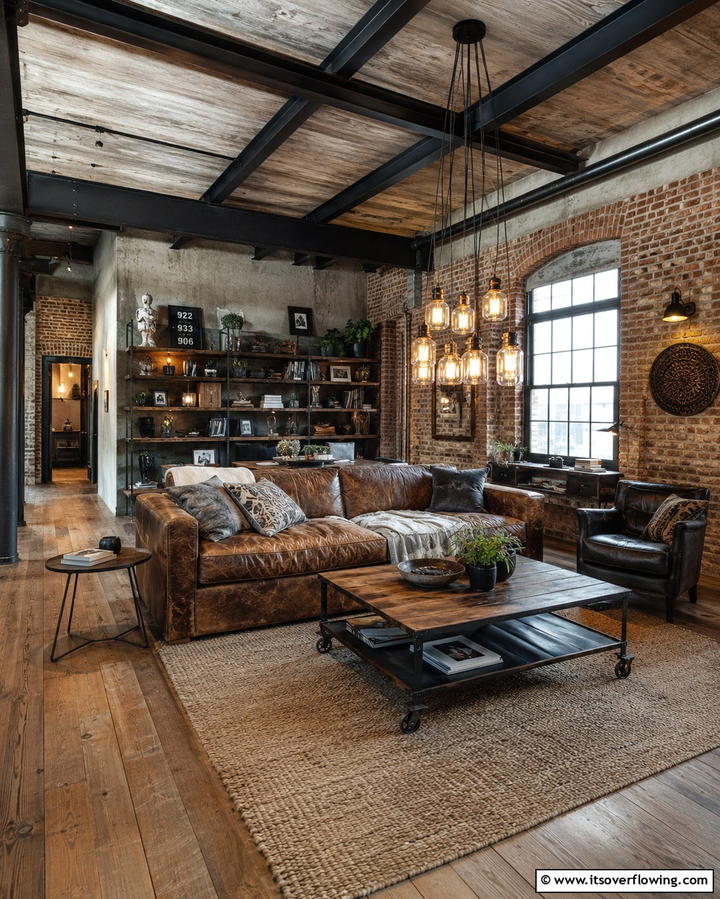Industrial Rustic Mix Elements - 30 Small Rustic Living Room Ideas for Cozy Charm