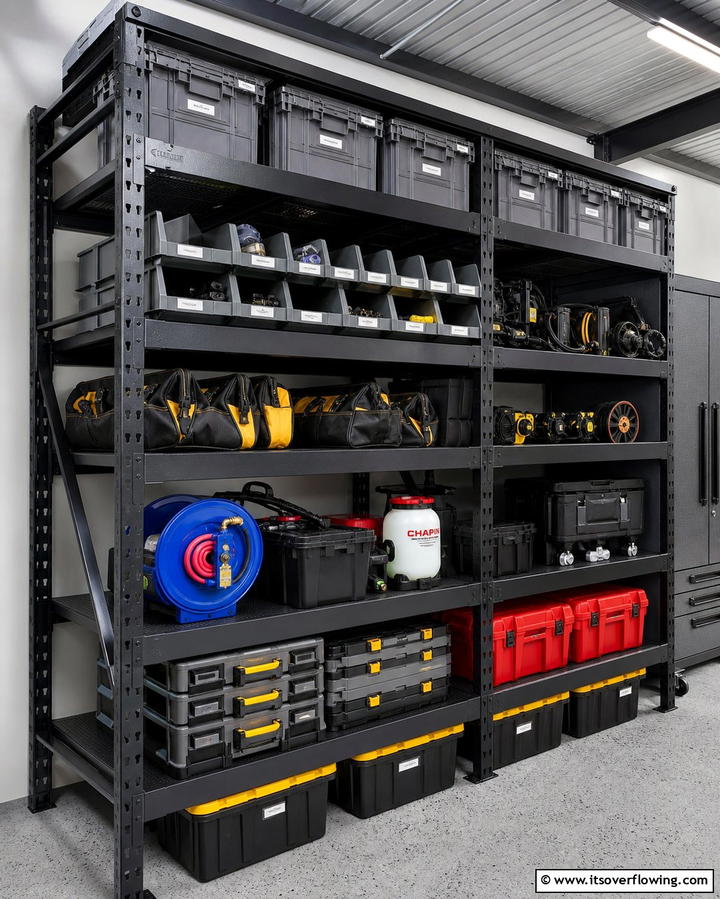Industrial Shelving for Organized Storage - 25 Creative Garage Decor Ideas for Every Style