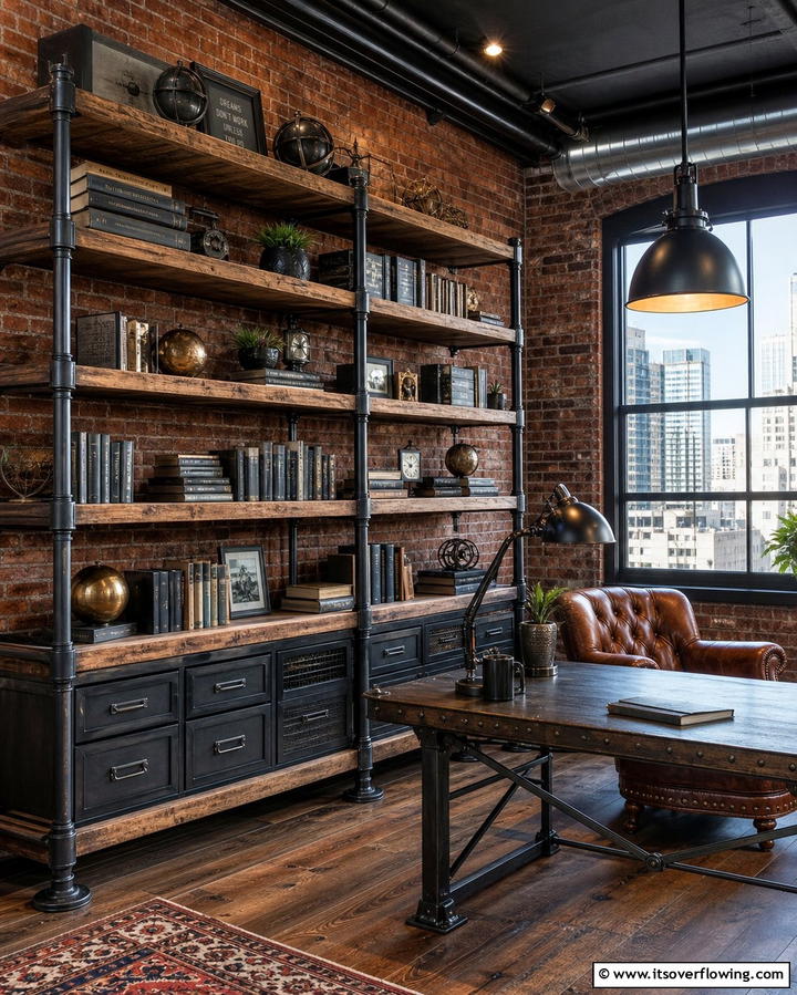 Industrial Shelving for a Bold Look - 25 Office Shelving Ideas to Maximize Storage and Style