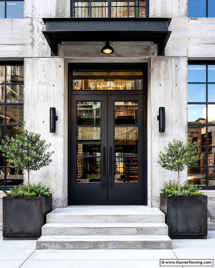 Industrial Steel Appeal - 25 Double Front Door Ideas for a Grand Entrance