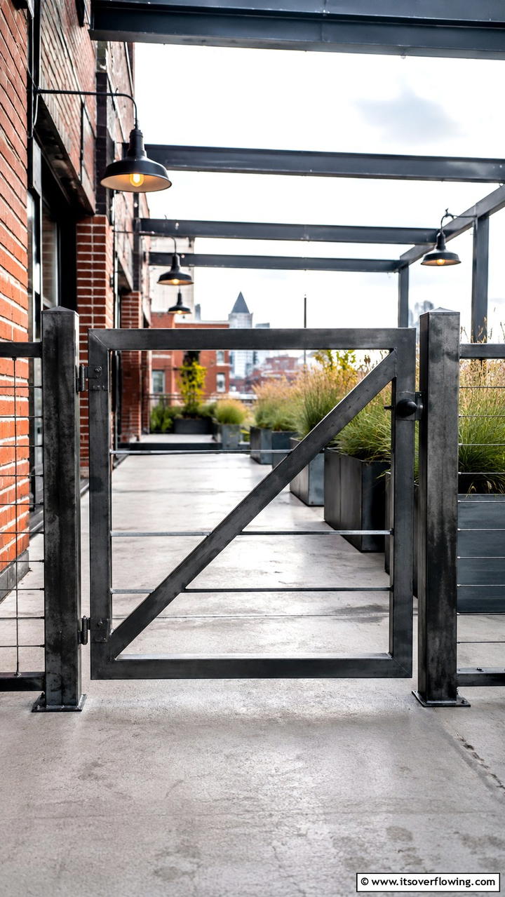 Industrial Steel Structure - 30 Deck Gate Ideas for Safety and Outdoor Style