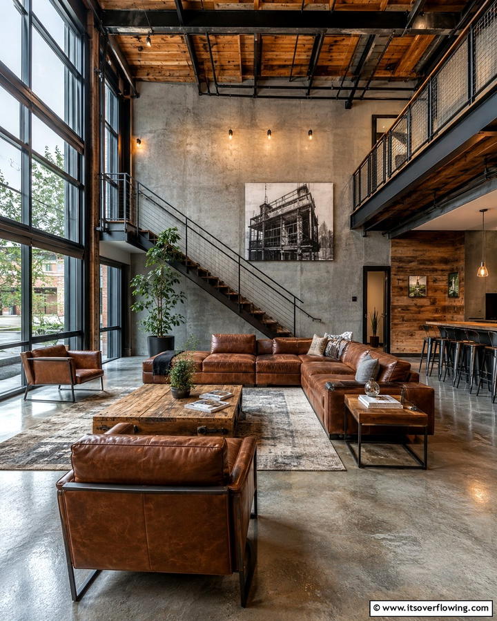 Industrial Style Artwork - 30 Industrial Living Room Ideas with Urban Charm