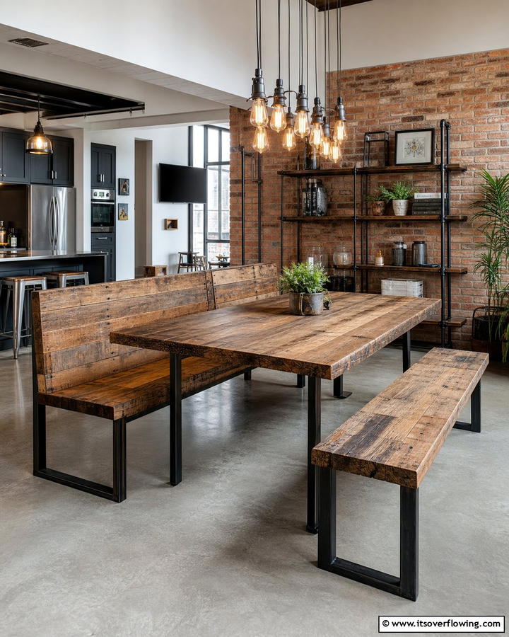 Industrial Style Banquette - 21 Banquette Seating Ideas for Stylish & Functional Dining Spaces