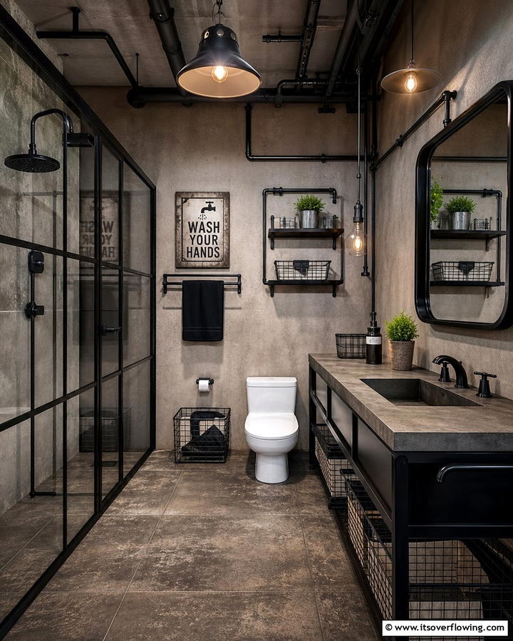 Industrial Style Bathroom - 25 Boy Bathroom Ideas for a Fun and Functional Space