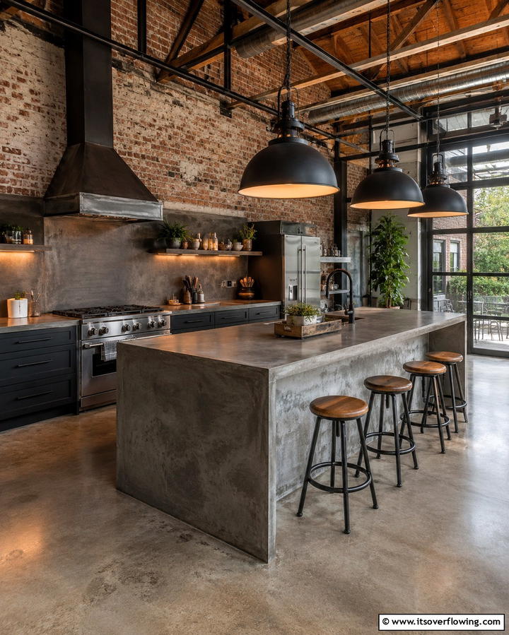 Industrial Style Black Pendant Lighting - 25 Gray and Black Kitchen Ideas for a Modern Look