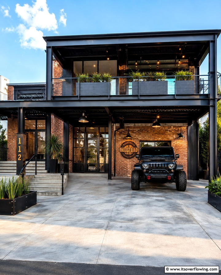 Industrial Style Car Porch - 25 Car Porch Design Ideas for a Welcoming Entrance