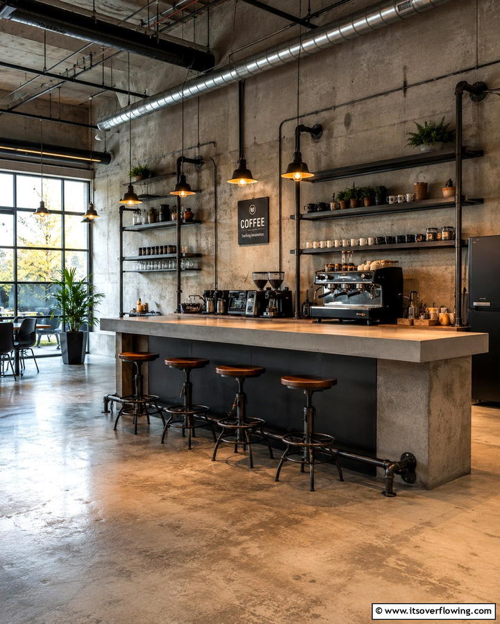 Industrial Style Coffee Area - 25 Office Coffee Station Ideas to Boost Your Productivity