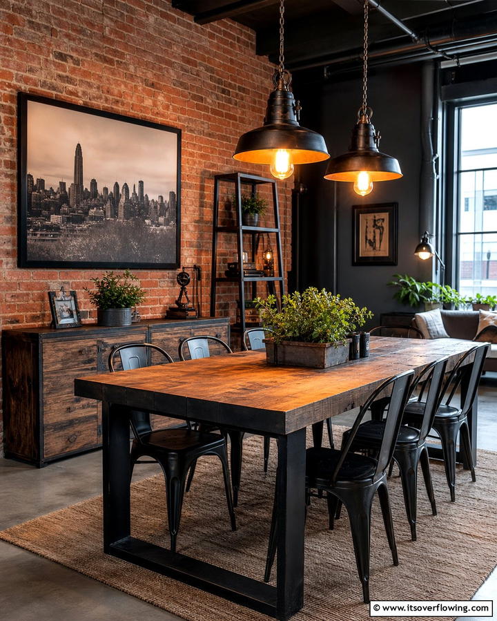 Industrial Style Dining Space - 25 Modern Dining Room Ideas for a Stylish Space