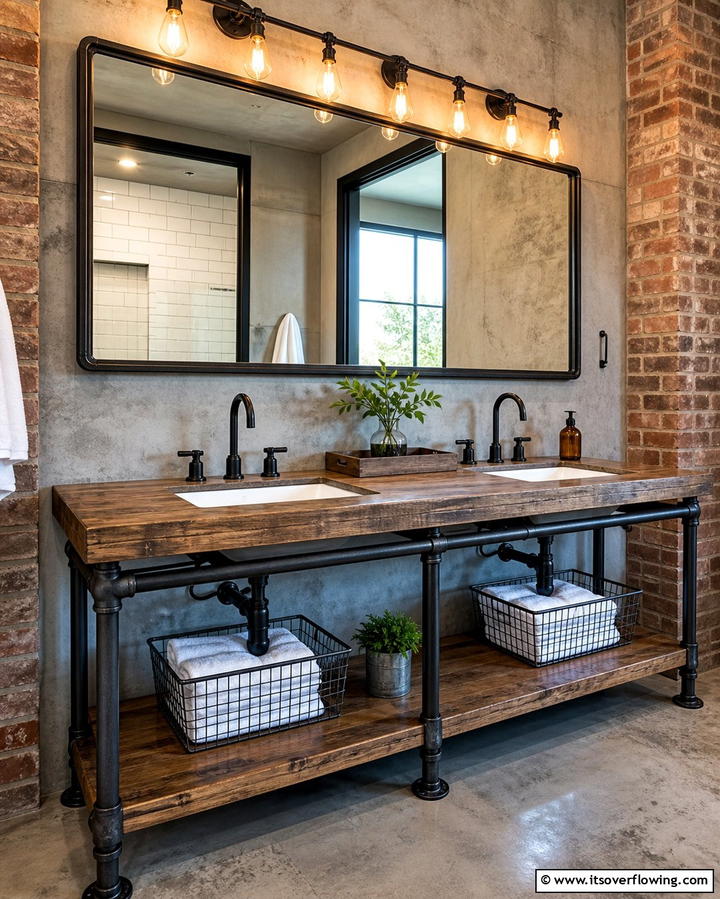 Industrial Style Double Vanity - 25 Double Vanity Bathroom Ideas for a Luxurious Space