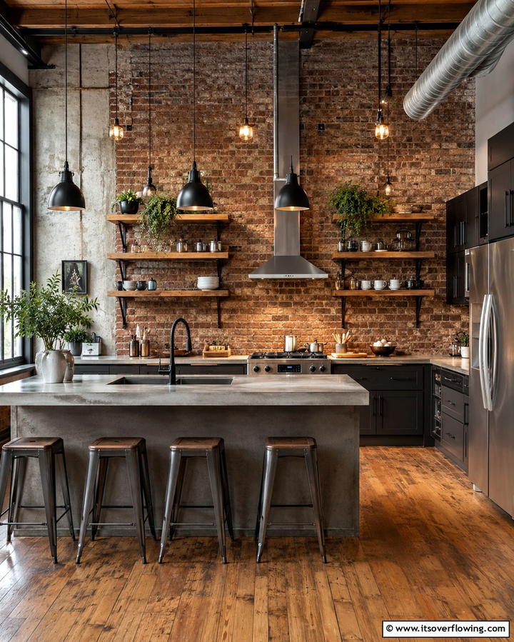 Industrial Style Elements - 20 Townhouse Kitchen Ideas for Small Spaces