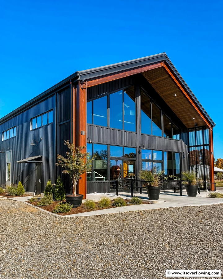 Industrial Style Features - 20 Barndominium Exterior Ideas for Curb Appeal