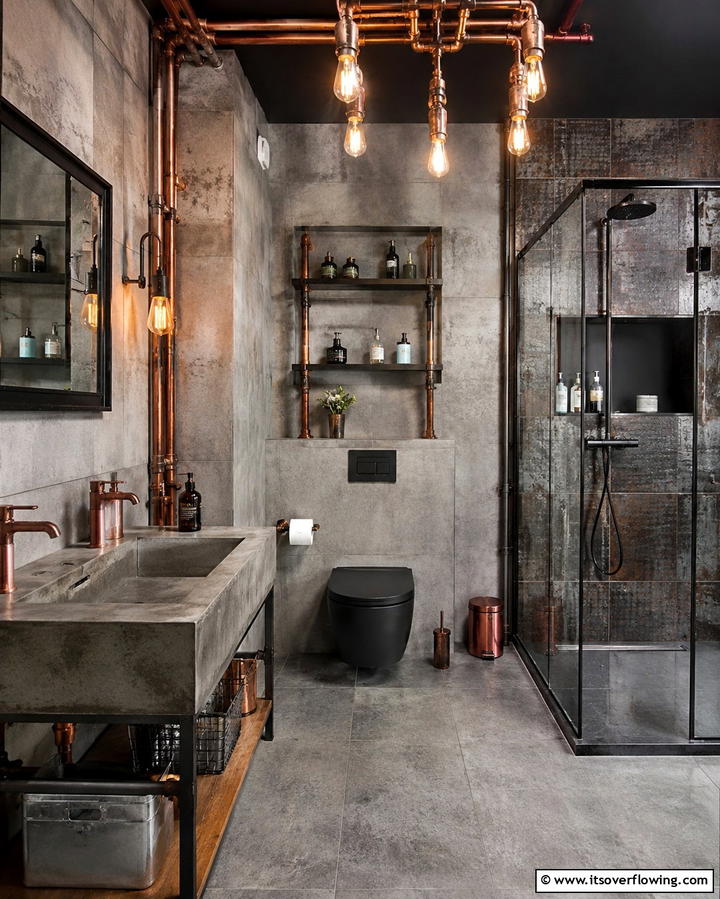 Industrial Style Fixtures - 25 Masculine Bathroom Ideas for a Bold Look