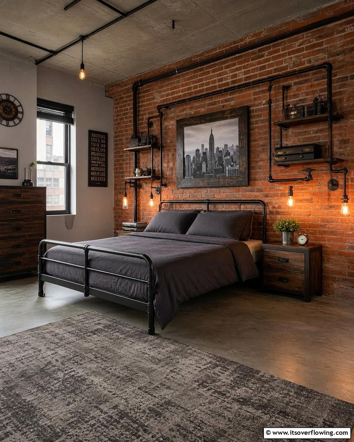 Industrial Style Flair - 21 Bedroom Wall Decor Ideas to Elevate Your Personal Sanctuary