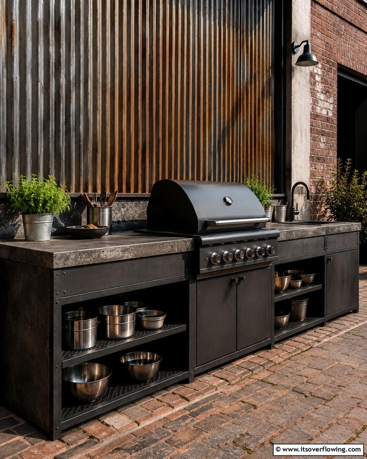Industrial Style Grill Station - 25 Grill Station Ideas for the Ultimate Outdoor Cooking Space