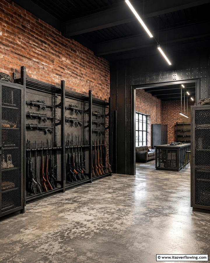 Industrial Style Gun Room - 25 Gun Room Ideas for Secure and Stylish Storage
