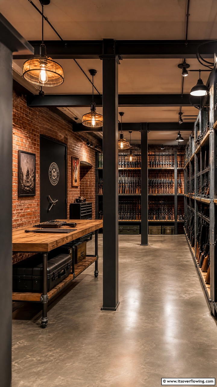 Industrial Style Gun Rooms - 25 Man Cave Gun Room Ideas for the Ultimate Space