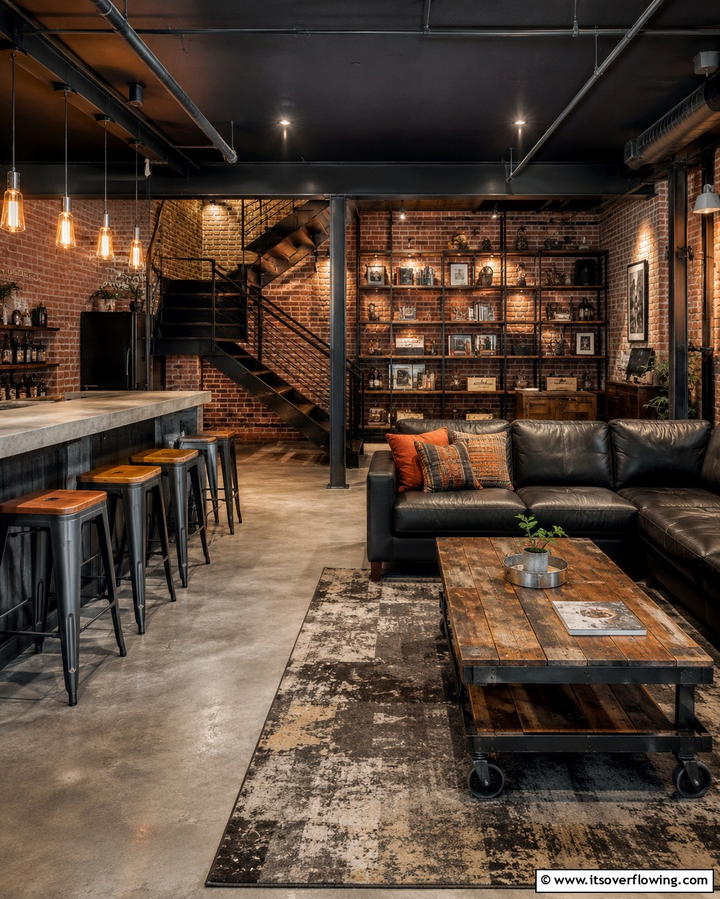 Industrial Style Hangout - 25 Basement Decorating Ideas to Transform Your Space