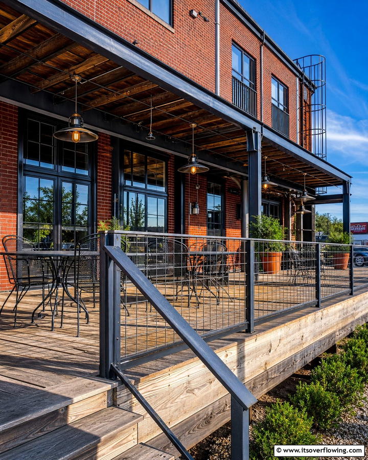 Industrial Style Hog Wire Railing - 20 Hog Wire Deck Railing Ideas for Rustic Charm