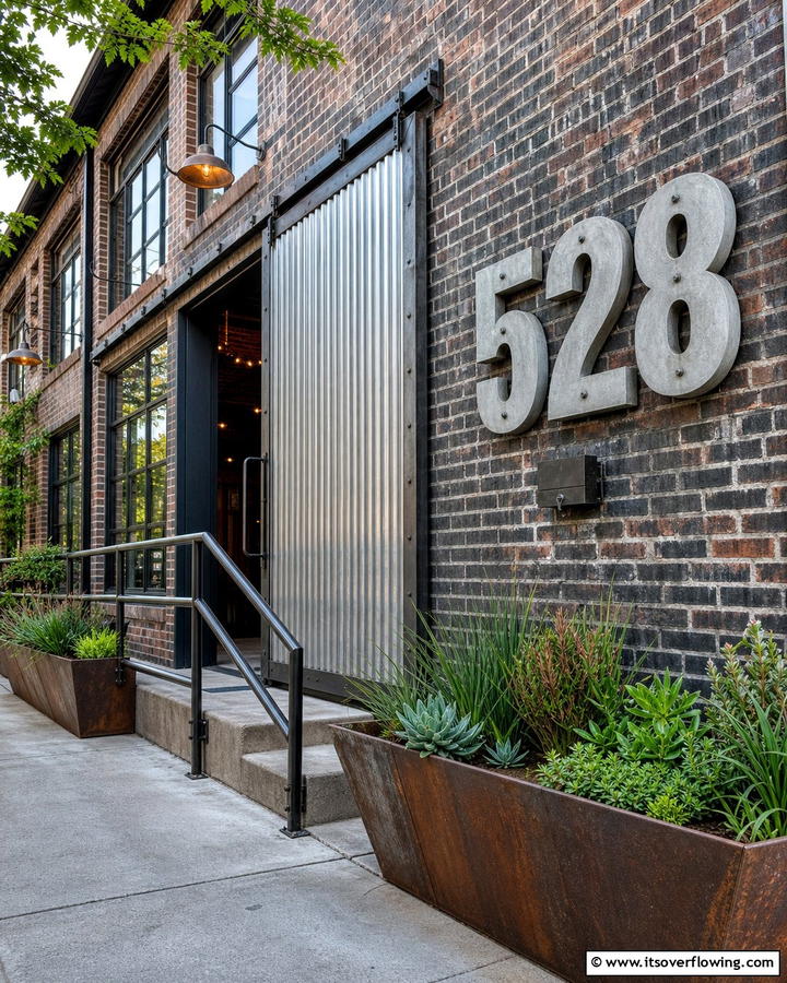 Industrial Style House Numbers - 21 House Number Ideas to Boost Curb Appeal Creatively