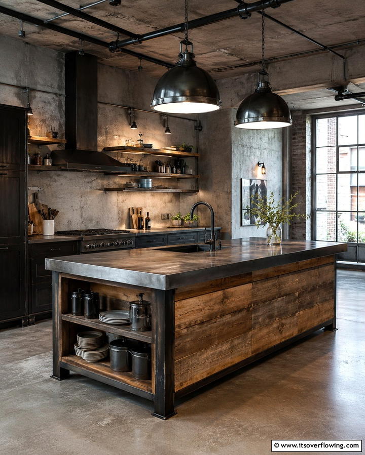 Industrial Style Kitchen Islands - 25 Small Kitchen Island Ideas for Compact Spaces