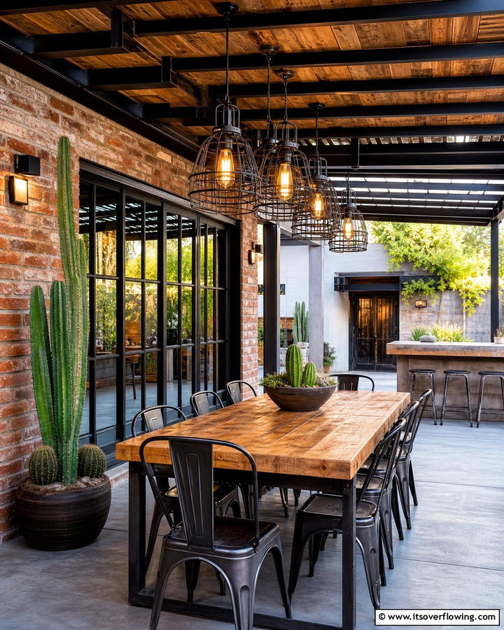 Industrial Style Lighting for a Bold Look - 20 Covered Patio Lighting Ideas for Outdoor Ambiance