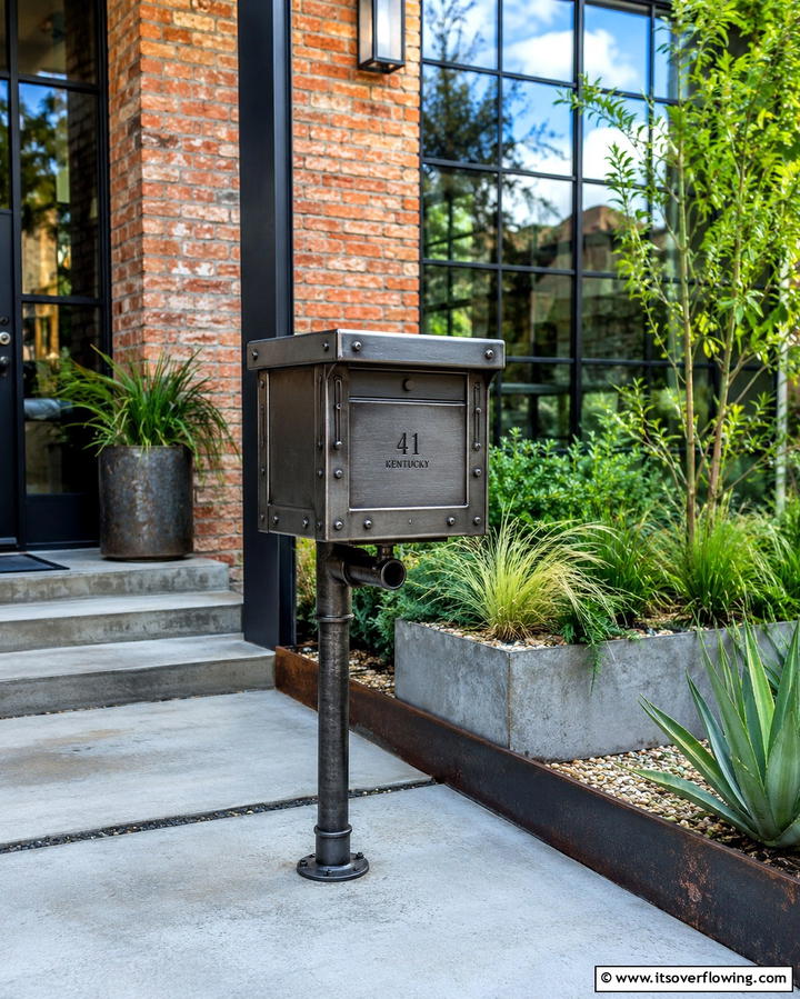 Industrial Style Mailbox Upgrade - 30 Mailbox Decor Ideas- Curb Appeal with Personality