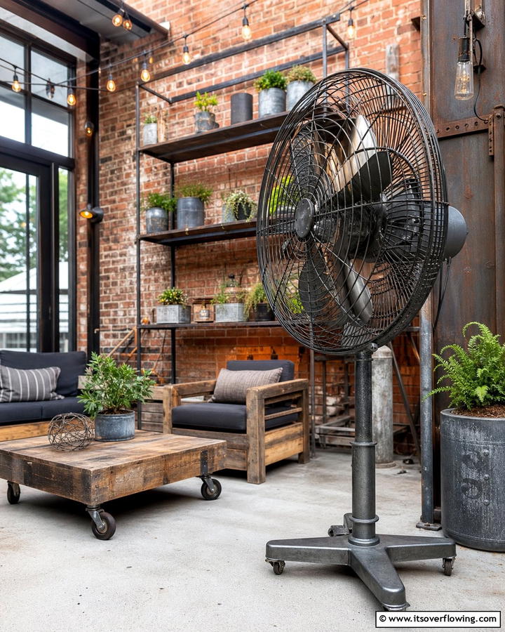 Industrial Style Metal Fans for a Bold Look - 20 Patio Fan Ideas to Keep Your Outdoor Space Cool