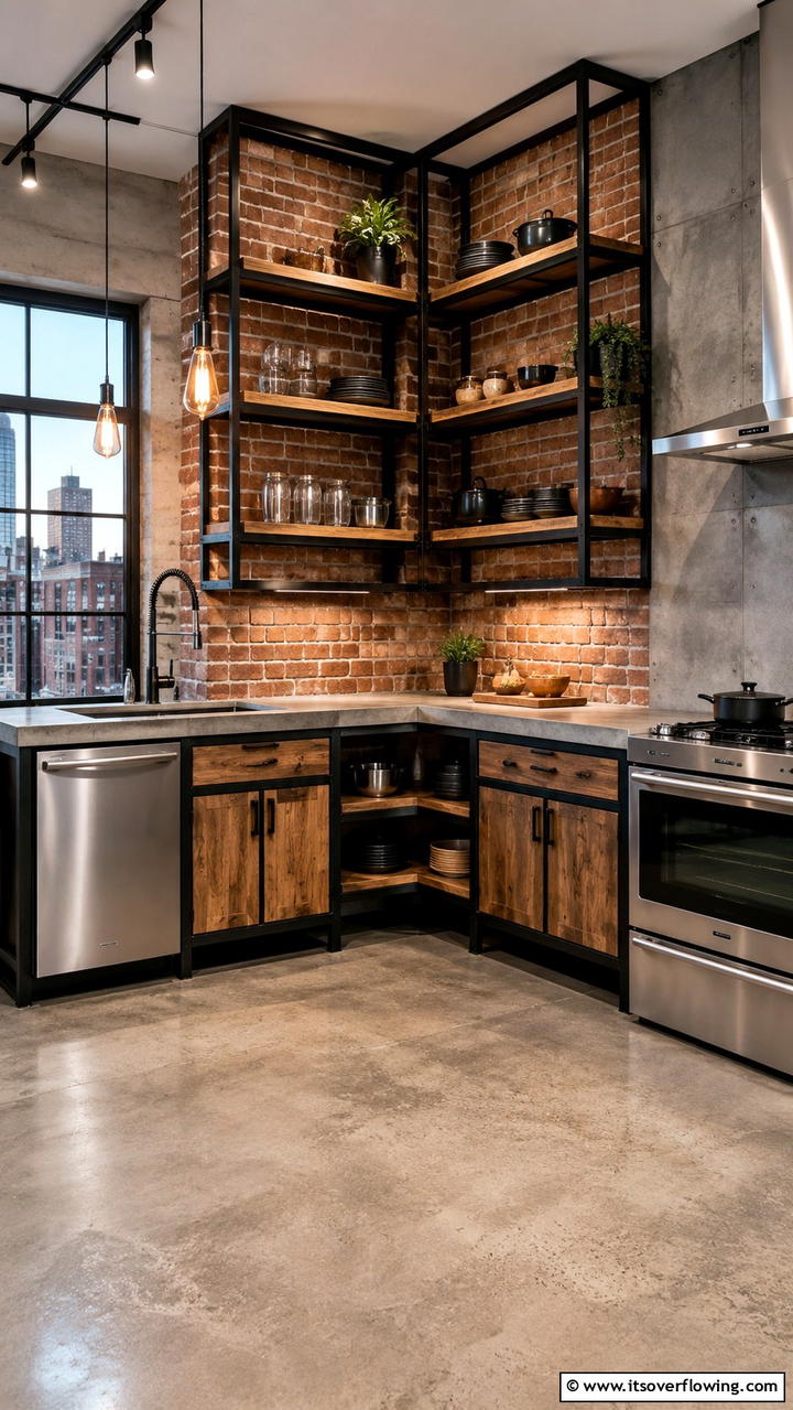 Industrial Style Metal Frames - 30 Corner Cabinet Ideas to Maximize Storage in Any Room