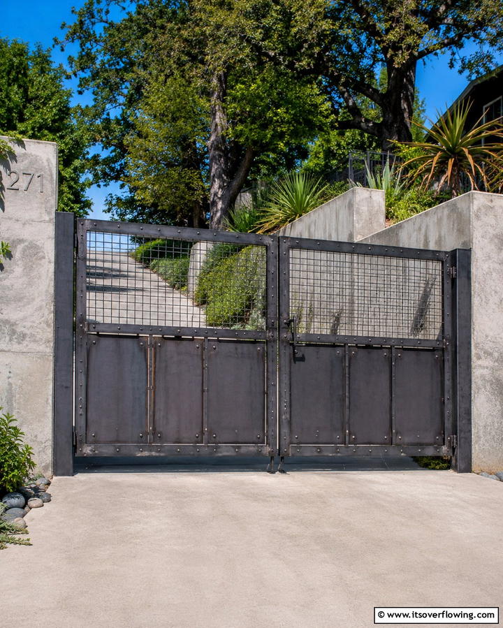 Industrial Style Metal Gate - 25 Metal Garden Gate Ideas to Enhance Your Outdoor Space