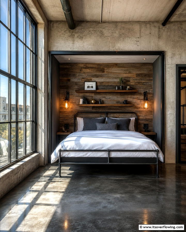 Industrial Style Nook - 25 Cozy Bed Nook Ideas for a Perfect Reading Spot