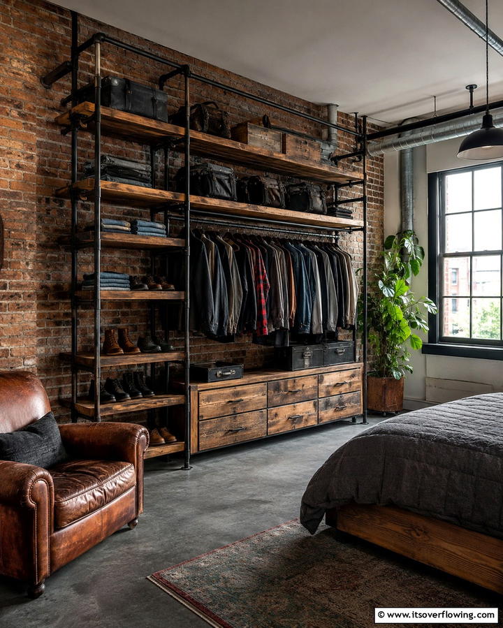 Industrial Style Open Closet - 25 Open Closet Ideas to Maximize Your Space