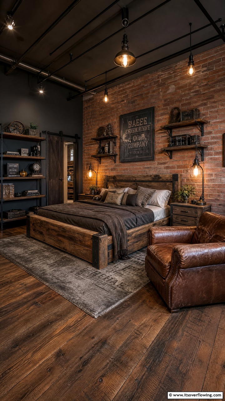 Industrial Style Retreat - 25 Man Cave Bedroom Ideas for the Ultimate Retreat