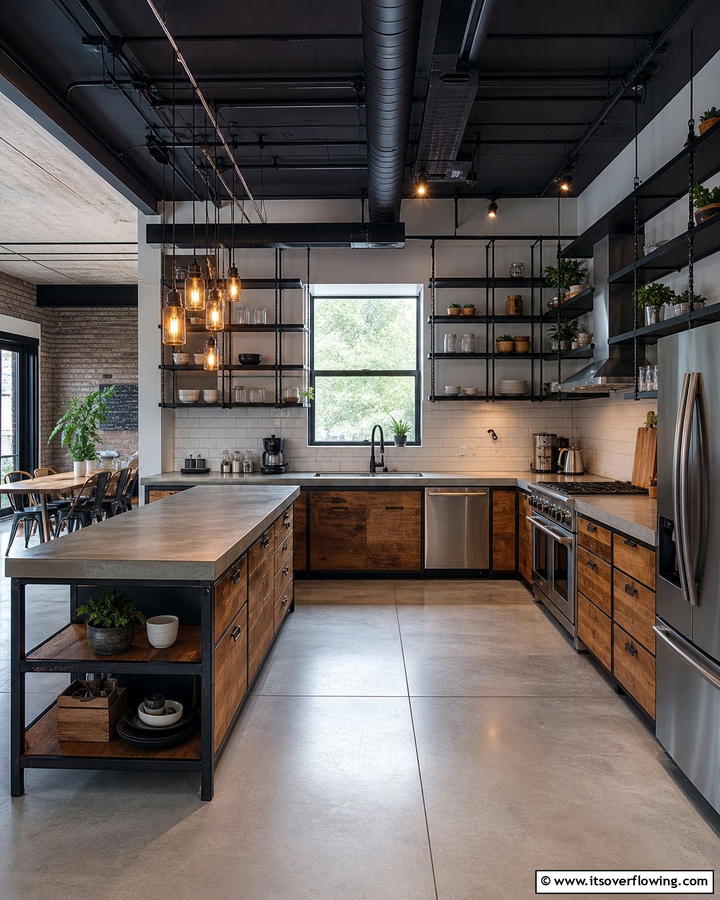 Industrial Style U Shaped Kitchen - 30 U-Shaped Kitchen Ideas for Optimal Layout and Storage