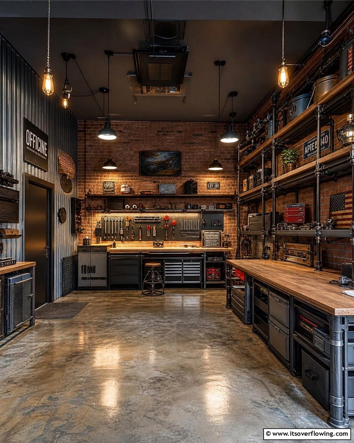 Industrial Style Workshop - 21 Man Cave Ideas for the Ultimate Relaxation Zone