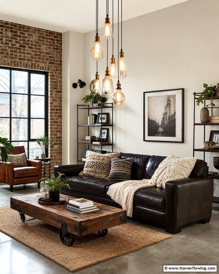 Industrial Style with Warm Neutrals - 25 Dulux Egyptian Cotton Living Room Ideas for Elegance