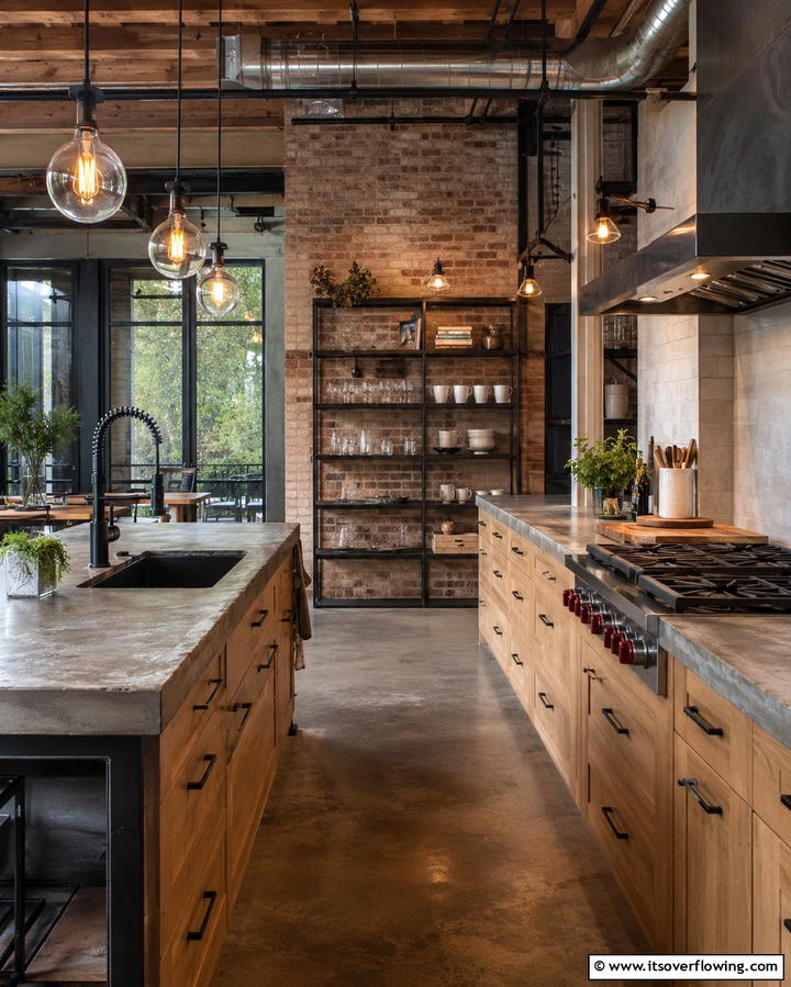 Industrial Style with White Oak - 30 White Oak Cabinet Kitchen Ideas for Timeless Style