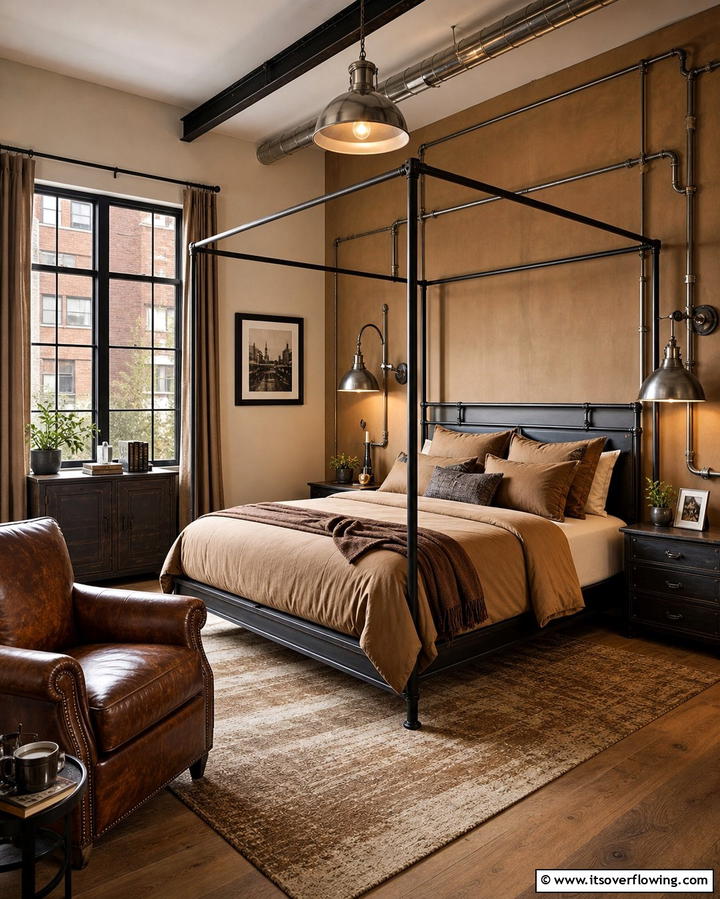 Industrial Tan with Metal Accents - 25 Tan Bedroom Ideas for a Warm and Cozy Space