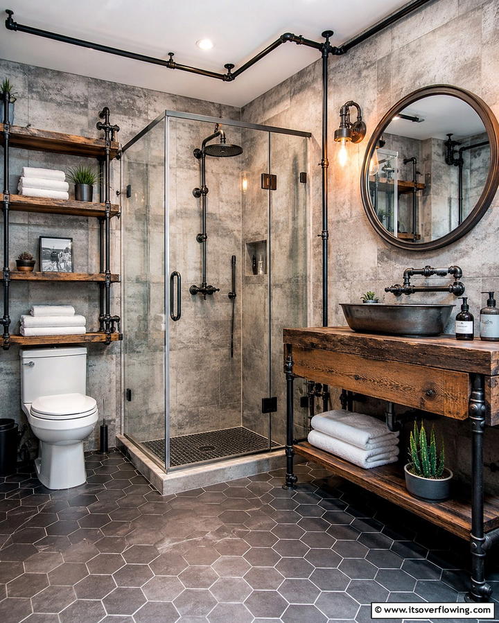 Industrial Touches - 25 Eclectic Bathroom Ideas for a Unique and Personalized Space