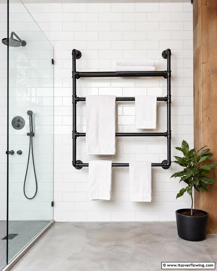 Industrial Towel Racks - 25 Industrial Bathroom Ideas for a Bold Look