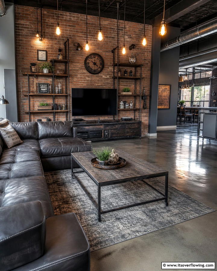 Industrial Urban Family Room - 21 Family Room Ideas for Comfortable and Functional Spaces
